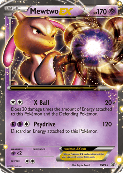 Mewtwo-EX z edície BW Black Star Promos, karta č.BW45