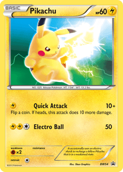 Pikachu z edície BW Black Star Promos, karta č.BW54