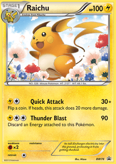 Raichu z edície BW Black Star Promos, karta č.BW78