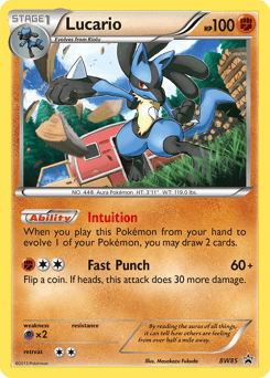 Lucario z edície BW Black Star Promos, karta č.BW85