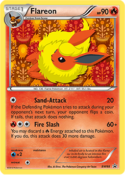 Flareon z edície BW Black Star Promos, karta č.BW88
