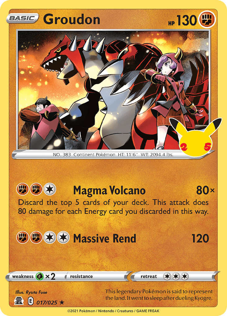 Groudon z edície Celebrations, karta č.17