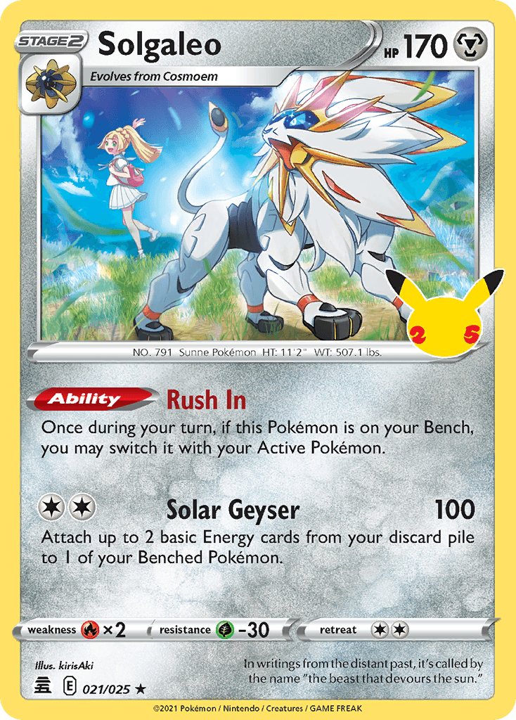 Solgaleo z edície Celebrations, karta č.21