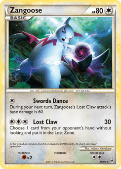 Zangoose z edície Call of Legends, karta č.39