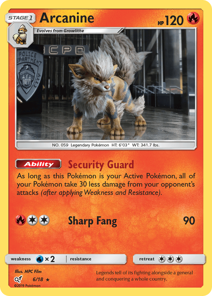 Arcanine z edície Detective Pikachu, karta č.6