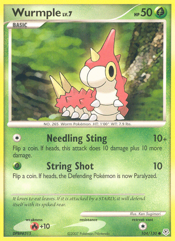 Wurmple z edície Diamond & Pearl, karta č.104