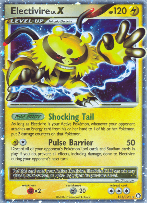 Electivire LV.X z edície Mysterious Treasures, karta č.121