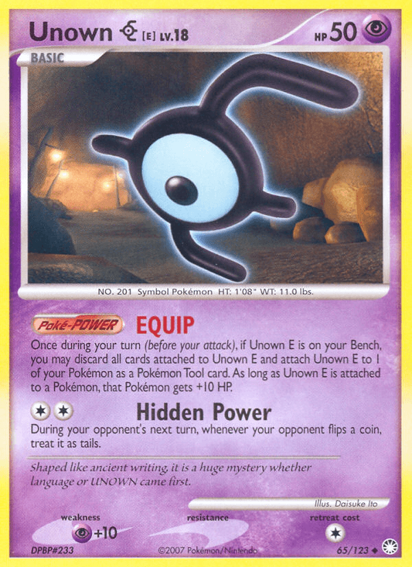 Unown [E] z edície Mysterious Treasures, karta č.65