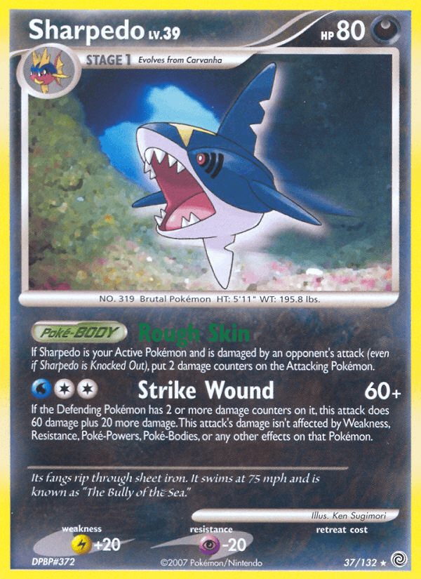 Sharpedo z edície Secret Wonders, karta č.37