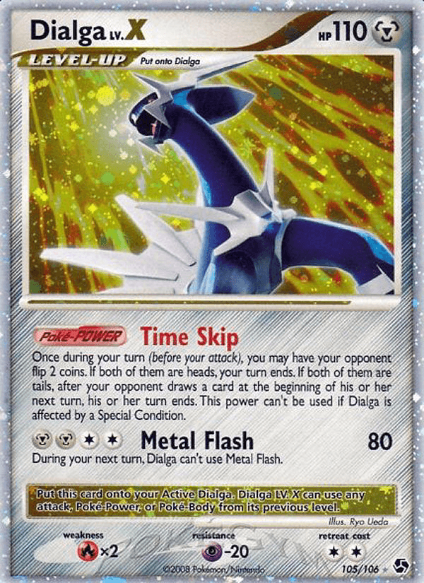 Dialga LV.X z edície Great Encounters, karta č.105
