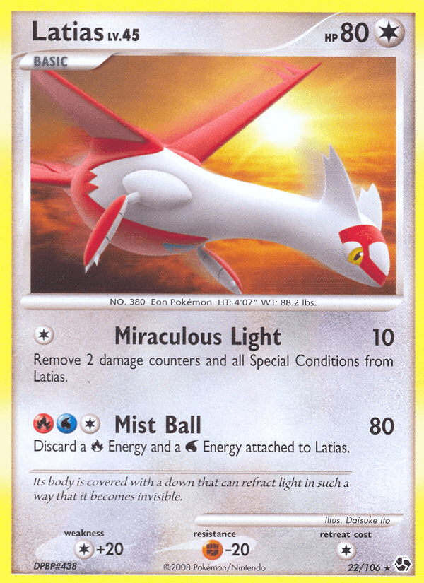 Latias z edície Great Encounters, karta č.22