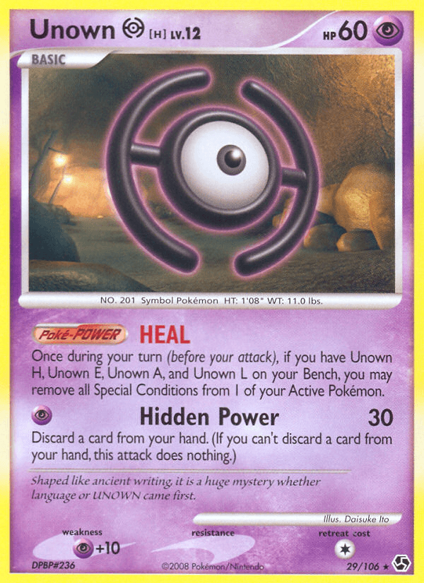 Unown [H] z edície Great Encounters, karta č.29