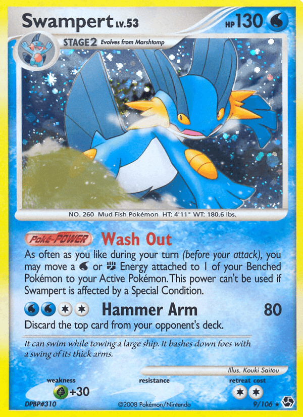 Swampert z edície Great Encounters, karta č.9
