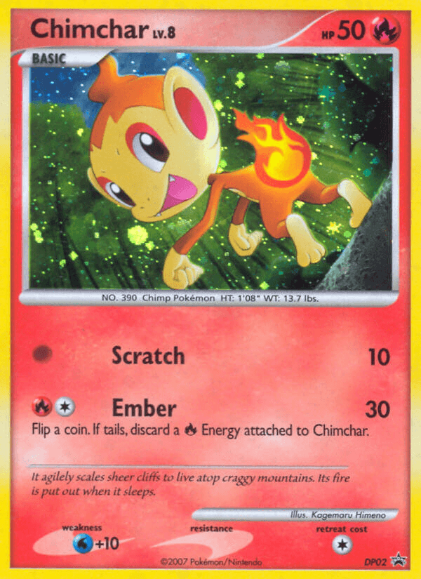 Chimchar z edície DP Black Star Promos, karta č.DP02