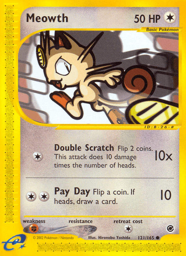 Meowth z edície Expedition Base Set, karta č.121