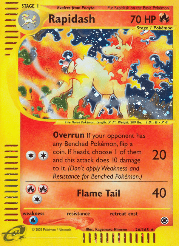 Rapidash z edície Expedition Base Set, karta č.26