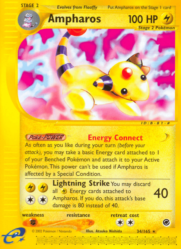 Ampharos z edície Expedition Base Set, karta č.34