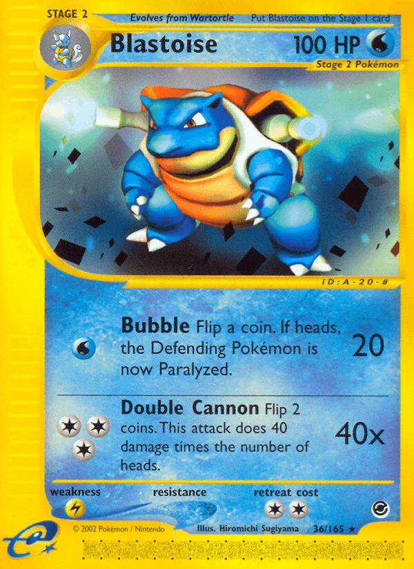 Blastoise z edície Expedition Base Set, karta č.36