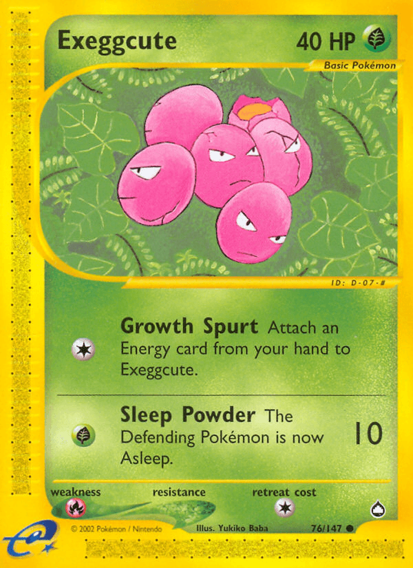 Exeggcute z edície Aquapolis, karta č.76