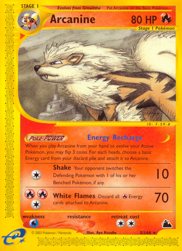 Arcanine z edície Skyridge, karta č.3
