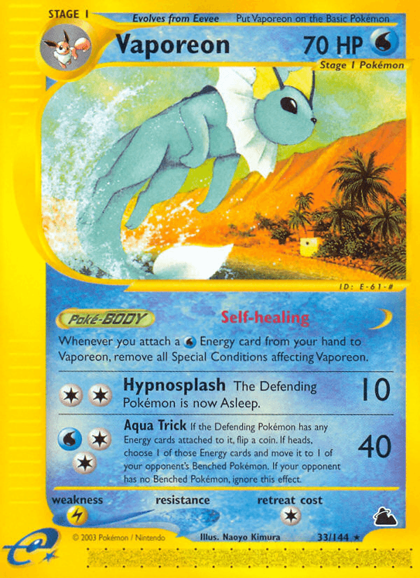 Vaporeon z edície Skyridge, karta č.33