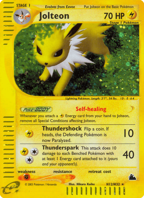 Jolteon z edície Skyridge, karta č.H12