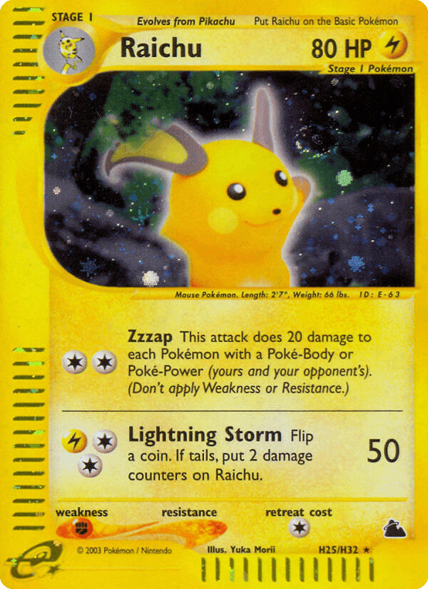 Raichu z edície Skyridge, karta č.H25