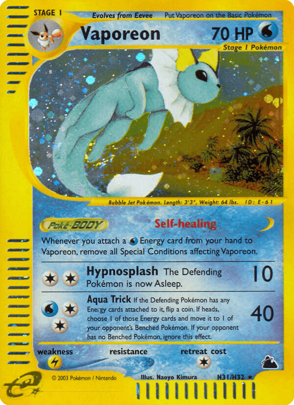 Vaporeon z edície Skyridge, karta č.H31