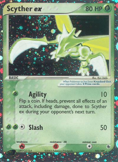 Scyther ex z edície Ruby & Sapphire, karta č.102