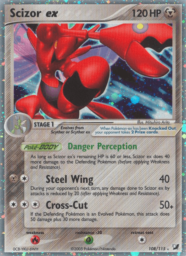 Scizor ex z edície Unseen Forces, karta č.108