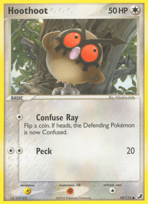 Hoothoot z edície Unseen Forces, karta č.59