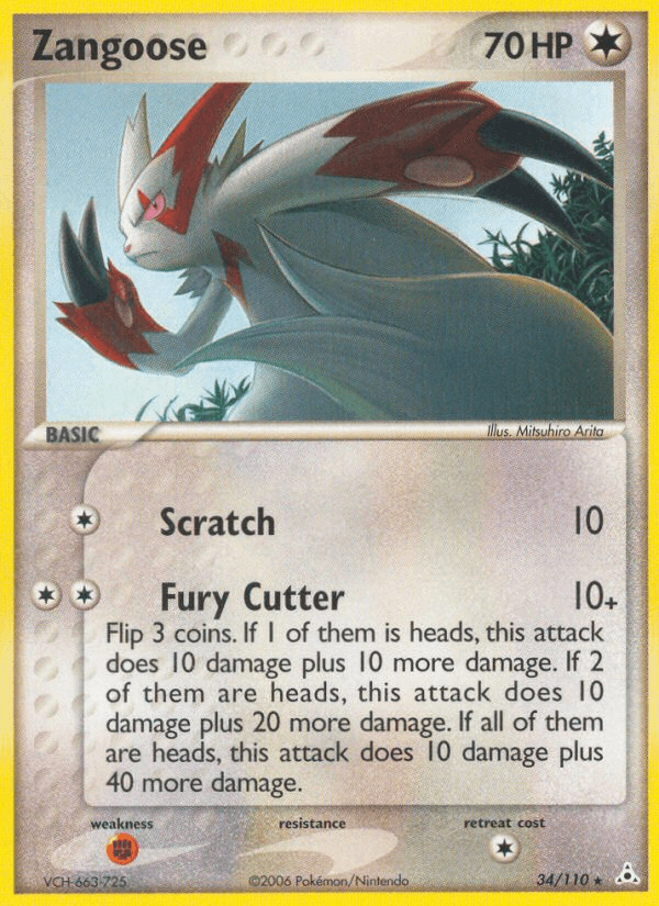 Zangoose z edície Holon Phantoms, karta č.34