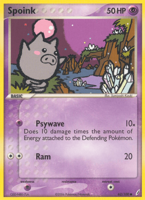 Spoink z edície Crystal Guardians, karta č.62