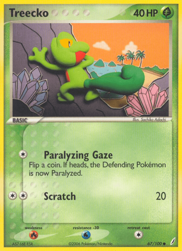 Treecko z edície Crystal Guardians, karta č.67