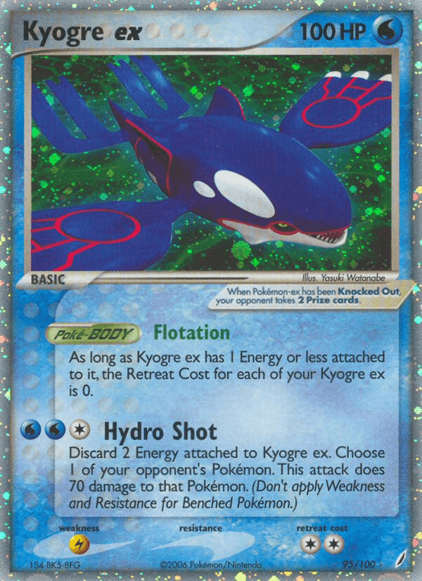 Kyogre ex z edície Crystal Guardians, karta č.95