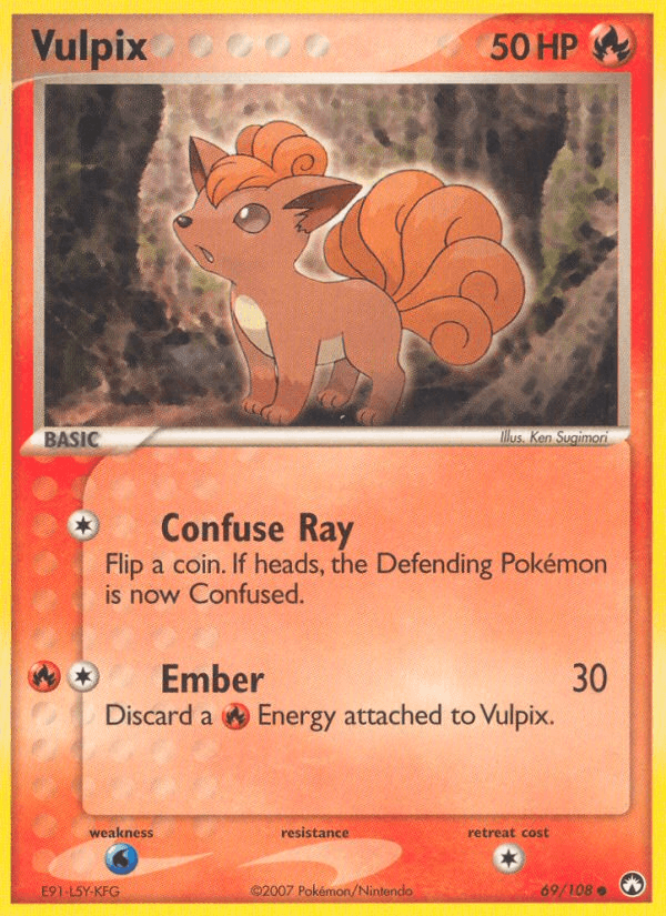 Vulpix z edície Power Keepers, karta č.69