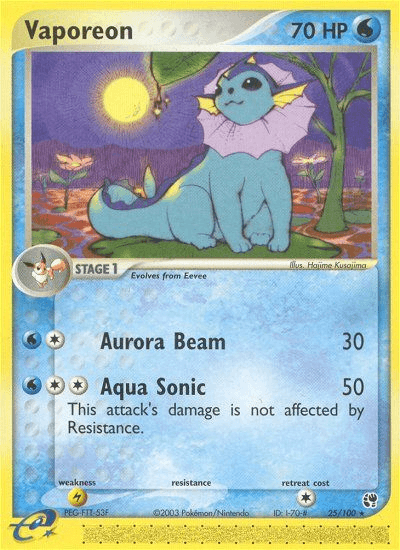 Vaporeon z edície Sandstorm, karta č.25