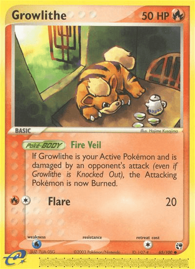 Growlithe z edície Sandstorm, karta č.65