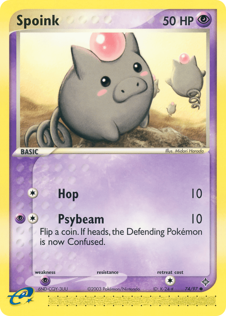 Spoink z edície Dragon, karta č.74