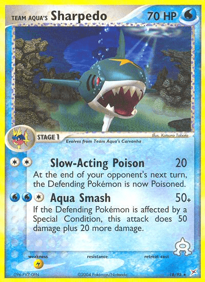 Team Aqua's Sharpedo z edície Team Magma vs Team Aqua, karta č.18