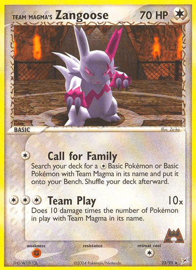 Team Magma's Zangoose z edície Team Magma vs Team Aqua, karta č.23