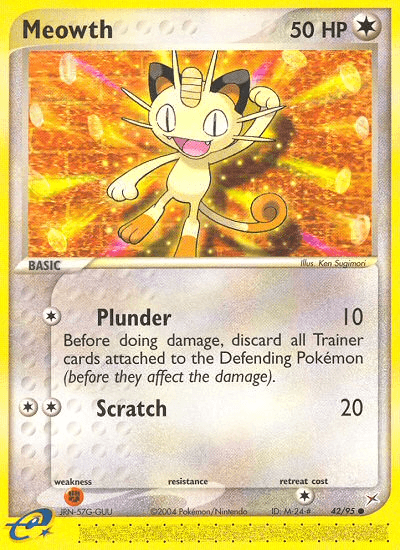 Meowth z edície Team Magma vs Team Aqua, karta č.42