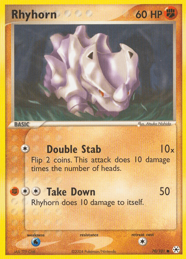 Rhyhorn z edície Hidden Legends, karta č.70