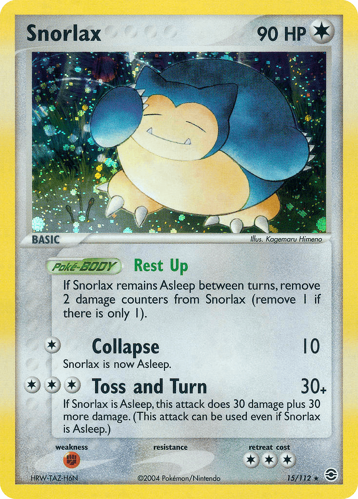 Snorlax z edície FireRed & LeafGreen, karta č.15