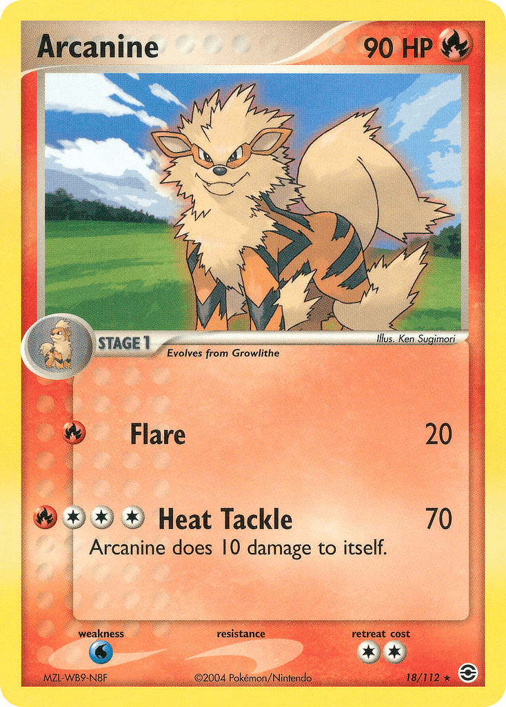 Arcanine z edície FireRed & LeafGreen, karta č.18