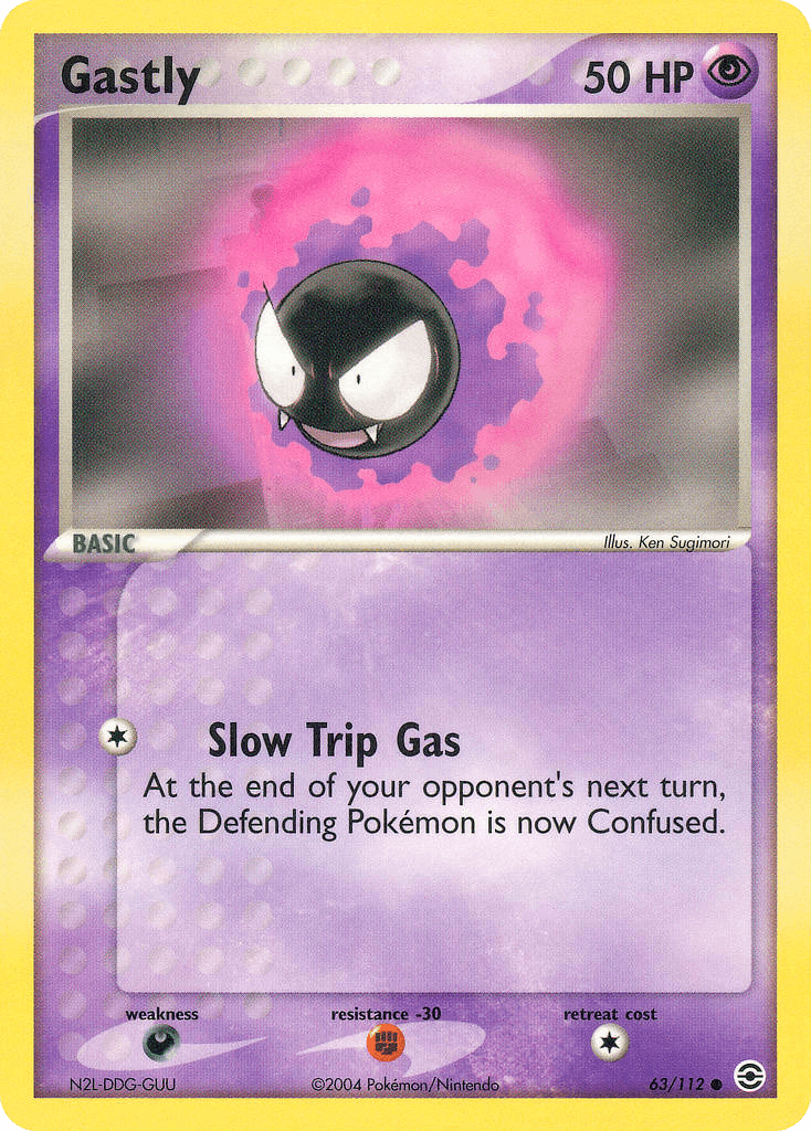 Gastly z edície FireRed & LeafGreen, karta č.63