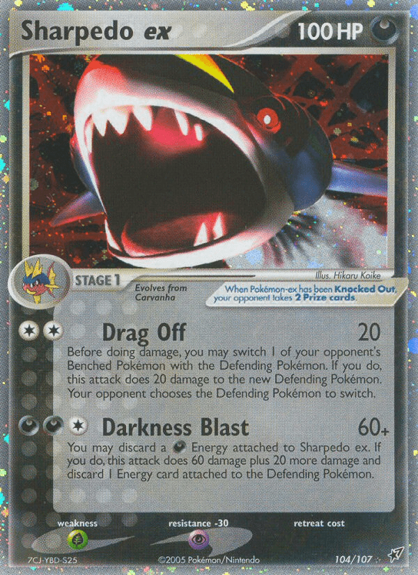 Sharpedo ex z edície Deoxys, karta č.104