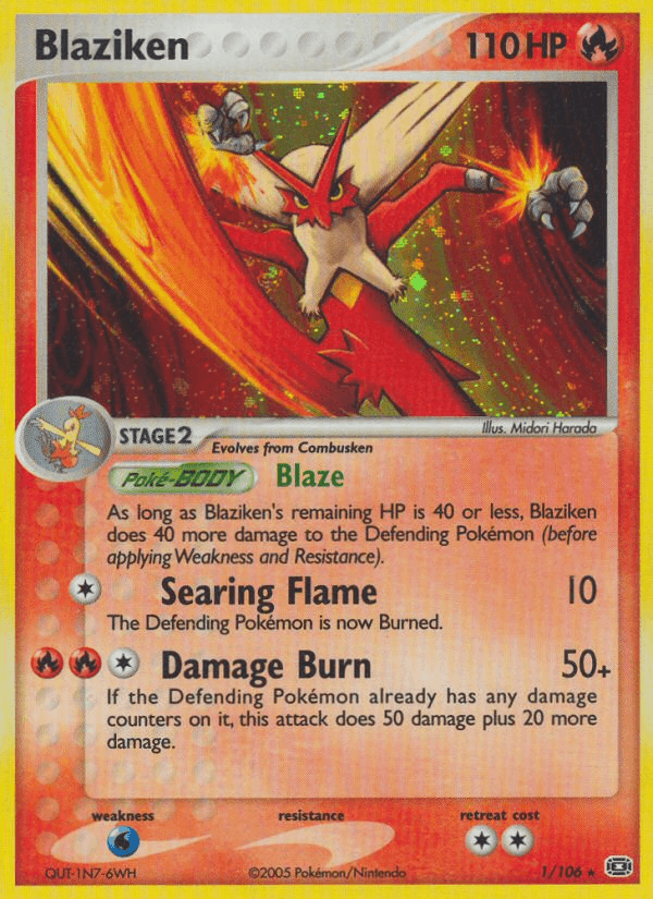 Blaziken z edície Emerald, karta č.1