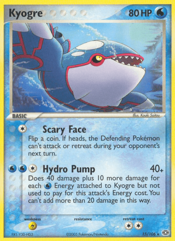 Kyogre z edície Emerald, karta č.15