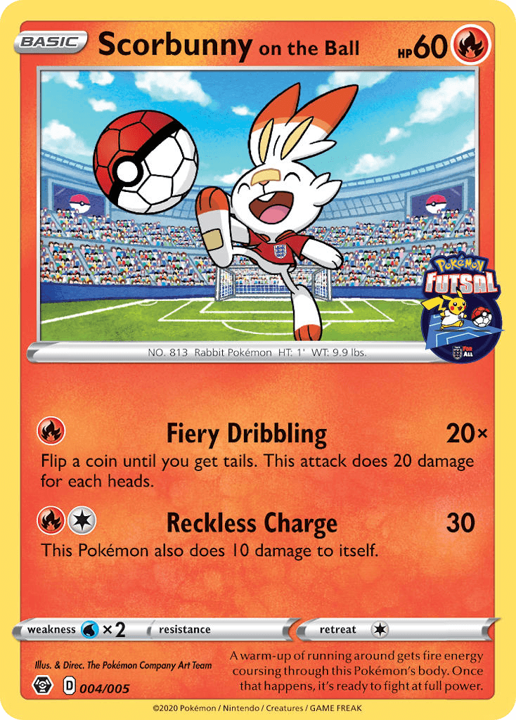 Scorbunny on the Ball z edície Pokémon Futsal Collection, karta č.4